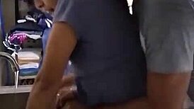 damn that cute mexican amateur latina gets fucked hard while washing dishes!