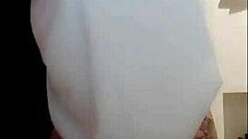 showin off my big clit n hairy pussy thru tight jeans no panties