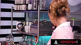 Devils Film - Caught Masturbating, Waitress Anna Claire Clouds Finishes with Face Fuck and Cum!