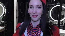 skinny air hostess jasmine jayne interviews then takes bbc creampie closeup