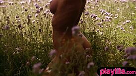 Big Ass Petite Hungarian Milf Strips Tanned Nude Body Outdoors