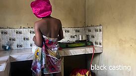 i fuck skinny maid's narrow ass in kitchen while wife is away