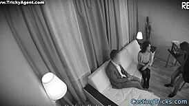 Amateur babe bends over doggystyle in casting interview then takes facial on tape