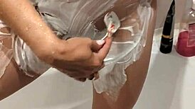 Stepsister's Naked Curves Gleam Under Shower Spray