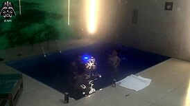 Friends dive into motel pool threesome part 2