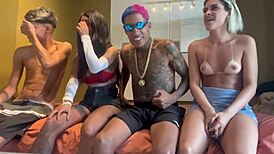 petite latina babe teases thong outdoors with eager partner