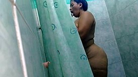 omg my huge latina ass pussy cums so hard after work shower masturbate!!