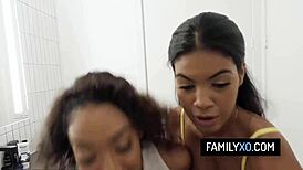 Lucky Stepdad's Holiday Slam with Slutty Stepdaughters Sarah Lace Maya Farrell