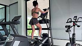 next gym workout strips her naked, showing off that tight athletic body and small tits