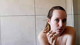 Whoa, Cute Girl Next Door Smokes Seductively In Bathroom!
