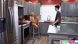 horny stepsister flashes her tits then fucks hard in front of stepbro