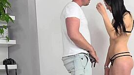 Czech brunette dazzles in casting interview with hardcore blowjob handjob and fucking during photoshoot