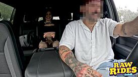 i feel the rush watching hot brunette latina masturbate tiny hands in uber handjob blow driver