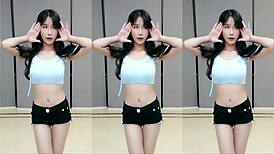 sexy cute chinese girl dances in tight clothes