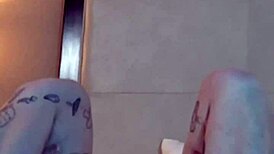 Licking Petite Tattooed Teen's Shaved Wet Pussy Close-Up Compilation