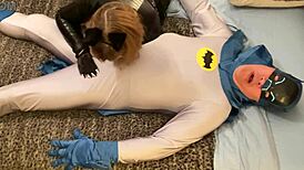 Granny Catwoman Deep Throats Batman's Huge Cock