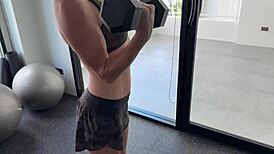 next gym workout strips her naked, showing off that tight athletic body and small tits