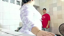 Pongo's Hidden Cam Catches Stepson Fucking Her Hard in Kitchen Alone!