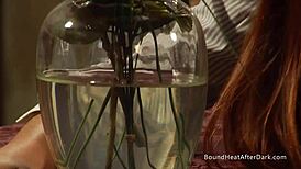 Bent Slave Endures Mistress Strapon Deep in Dripping Pussy