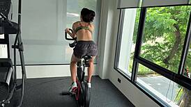 next gym workout strips her naked, showing off that tight athletic body and small tits