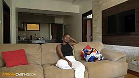 Big ass black teen takes massive white cock first casting