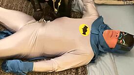 Granny Catwoman Deep Throats Batman's Huge Cock