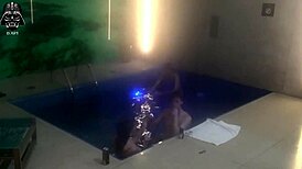 Friends dive into motel pool threesome part 2