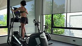 next gym workout strips her naked, showing off that tight athletic body and small tits