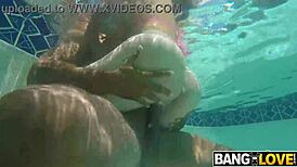 Underwater tits and ass bounce as Jay Bangher pounds Connie Perignon's shaved pussy cowgirl