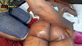 omg i'm the sex addict ebony masseuse fuckin client on bed first time ever... small waist grippin tight!