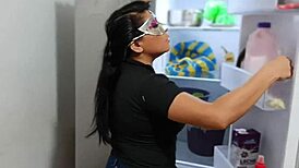 kinky Mexican wife with big natural tits and curvy ass handcuffed for first homemade fuck