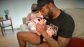 😏 dru dominates this foot fetish euro chick's big black cock craving