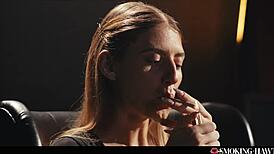 pov blonde smokin cigarette turns slutty gets turned on for dirty smokey blowjob handjob teasing cowgirl riding?