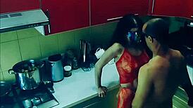 Beautiful Slender Wife In Erotic Bodysuit Rough Fucked Kitchen All Positions