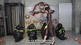 hey masochists, wanna see mistress sara own four slave boys?