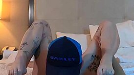 Licking Petite Tattooed Teen's Shaved Wet Pussy Close-Up Compilation