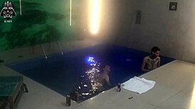 Friends dive into motel pool threesome part 2