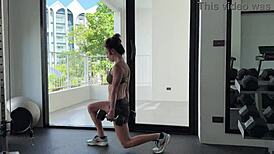 next gym workout strips her naked, showing off that tight athletic body and small tits