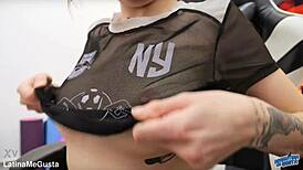 Gorgeous PAWG's Puffy Tits And Round Ass In Denim Shorts