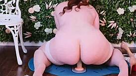 Bea York's thick curvy ass bounces wildly on dildo in lingerie riding compilation