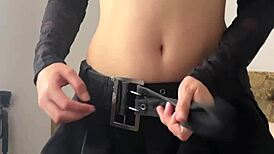 What would you do if you caught this petite teen slut fingering her shaved wet pussy?