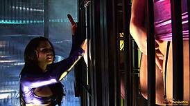 Caged Blondes Released by Brunette for Hardcore BDSM Group Anal, Blowjobs, and Cowgirl Rides on Big Cocks