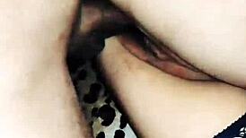 wife in stockings rides slow passionate cock with natural tits bouncing