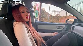 Italian long hair milf indulges in sexy smoking fetish session in car