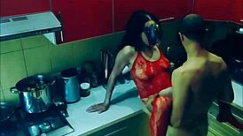 Beautiful Slender Wife In Erotic Bodysuit Rough Fucked Kitchen All Positions