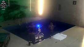 Friends dive into motel pool threesome part 2