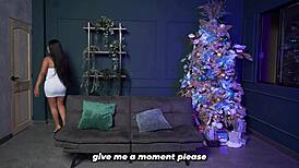 Muscular boyfriend visits for Christmas but busty sister-in-law seduces him hard