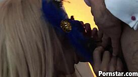mature amy azurra's shaved pussy throbs as huge cock fills her for facial cumshot