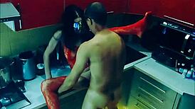 Beautiful Slender Wife In Erotic Bodysuit Rough Fucked Kitchen All Positions