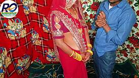 Desi stepmom in red saree gets doggy fucked hard by village house!